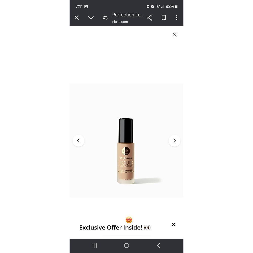 New Lot of 2 Sealed NK Makeup Perfection Liquid Foundation FFPF01 Beige